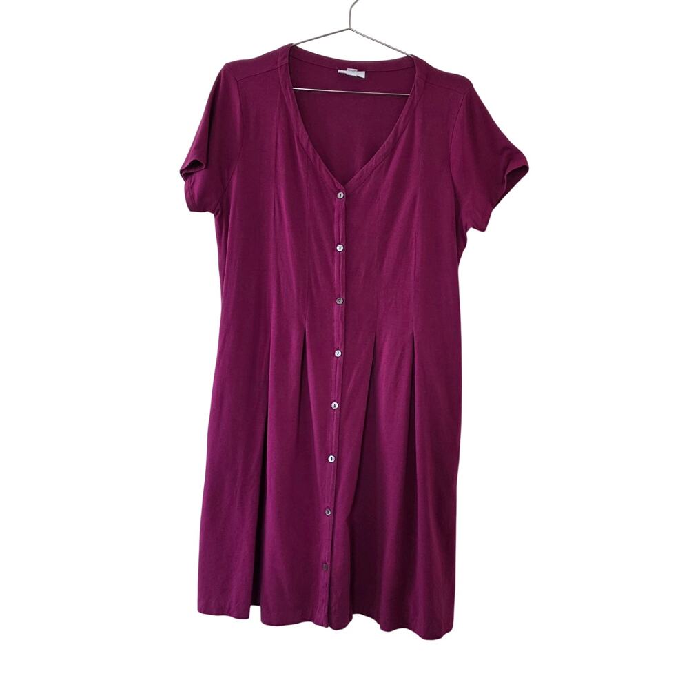 J Jill Magenta Button Front Fit & Flare Dress Womens Size M